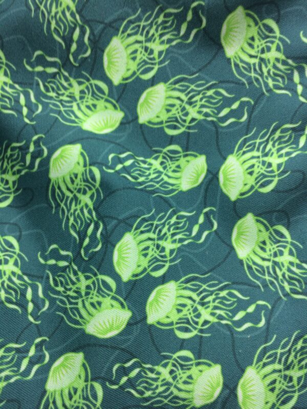 création tissu original, motif méduse verte